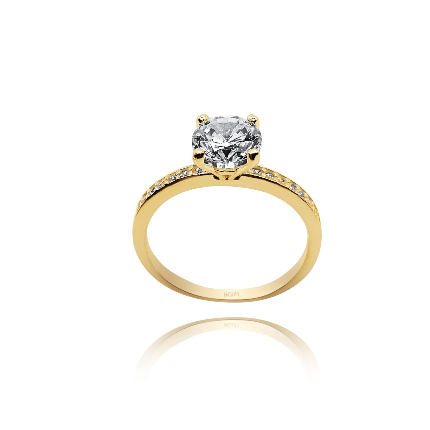 10k yellow gold ring with circular zirconia Code: MAN308