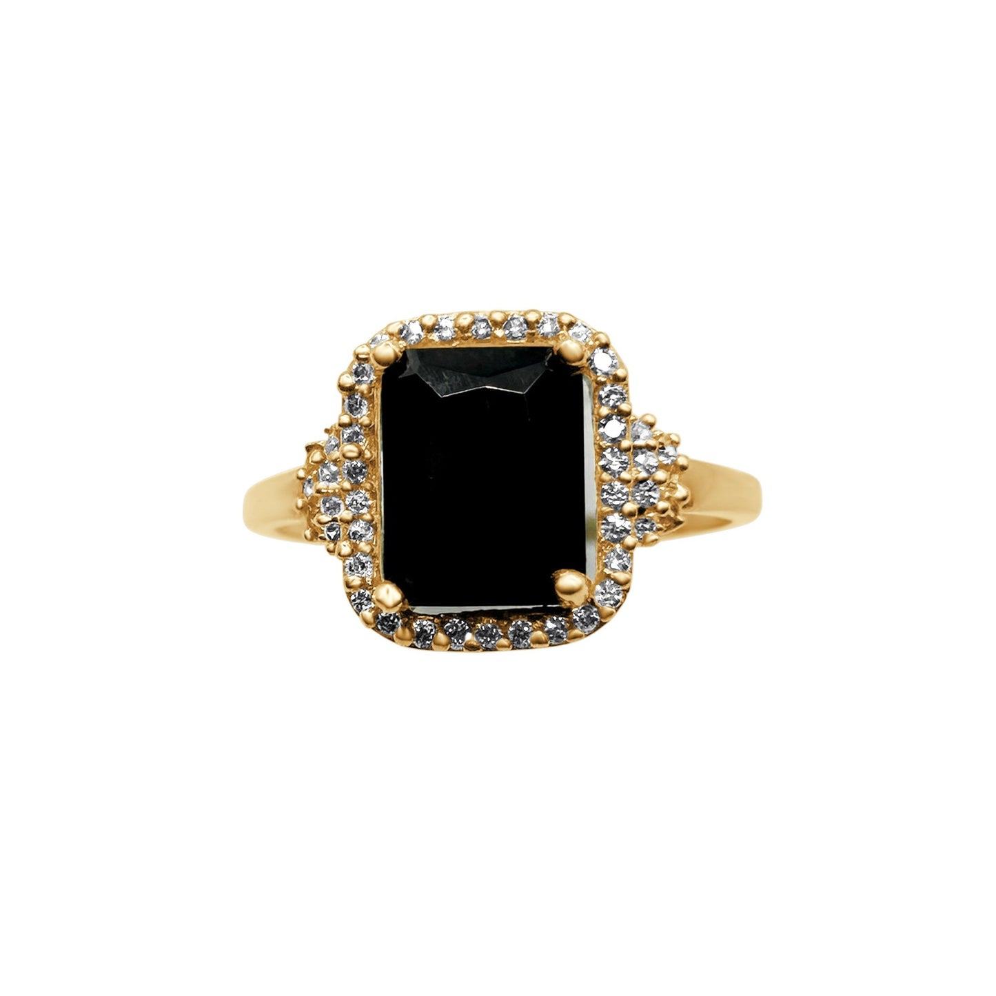 10k yellow gold ring with black zirconia Code: MAN314