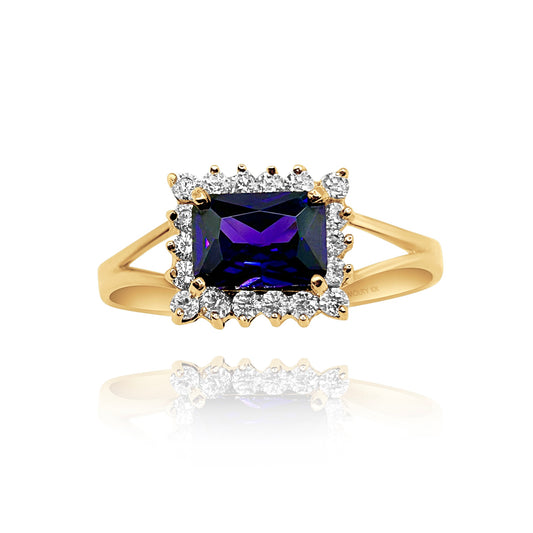 10k yellow gold ring with purple zirconia Cod: MAN211