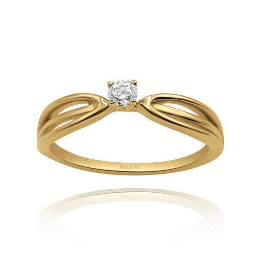 Ring in 14k yellow gold with white zirconia Cod: MAN252