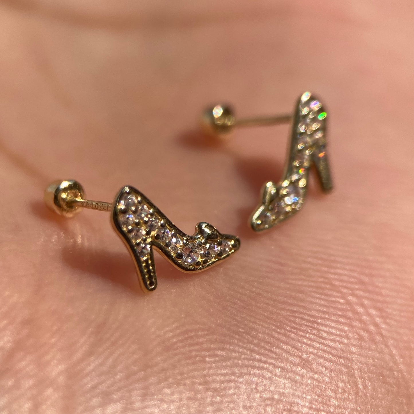 High Heel Slipper Buckles in 10k Yellow Gold with Disney®️ Zirconia