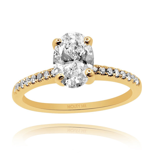 Anillo Emily en oro amarillo 14k con diamante de laboratorio 1.0 ct | laterales .12cts