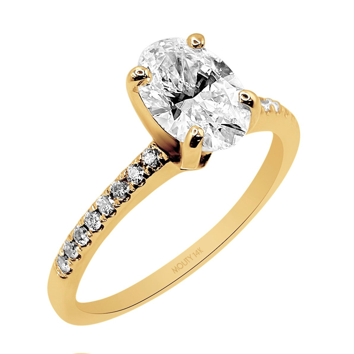 Anillo Emily en oro amarillo 14k con diamante de laboratorio 1.0 ct | laterales .12cts