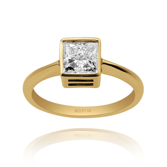 Anillo Iney en Oro amarillo 14k con diamante de laboratorio 1.0 ct