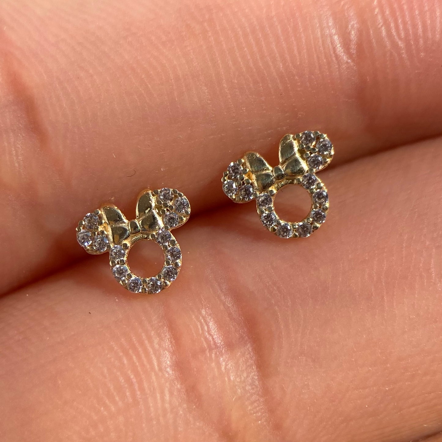 Minnie Zirconia Stud Earrings 10k Yellow Gold Disney®️