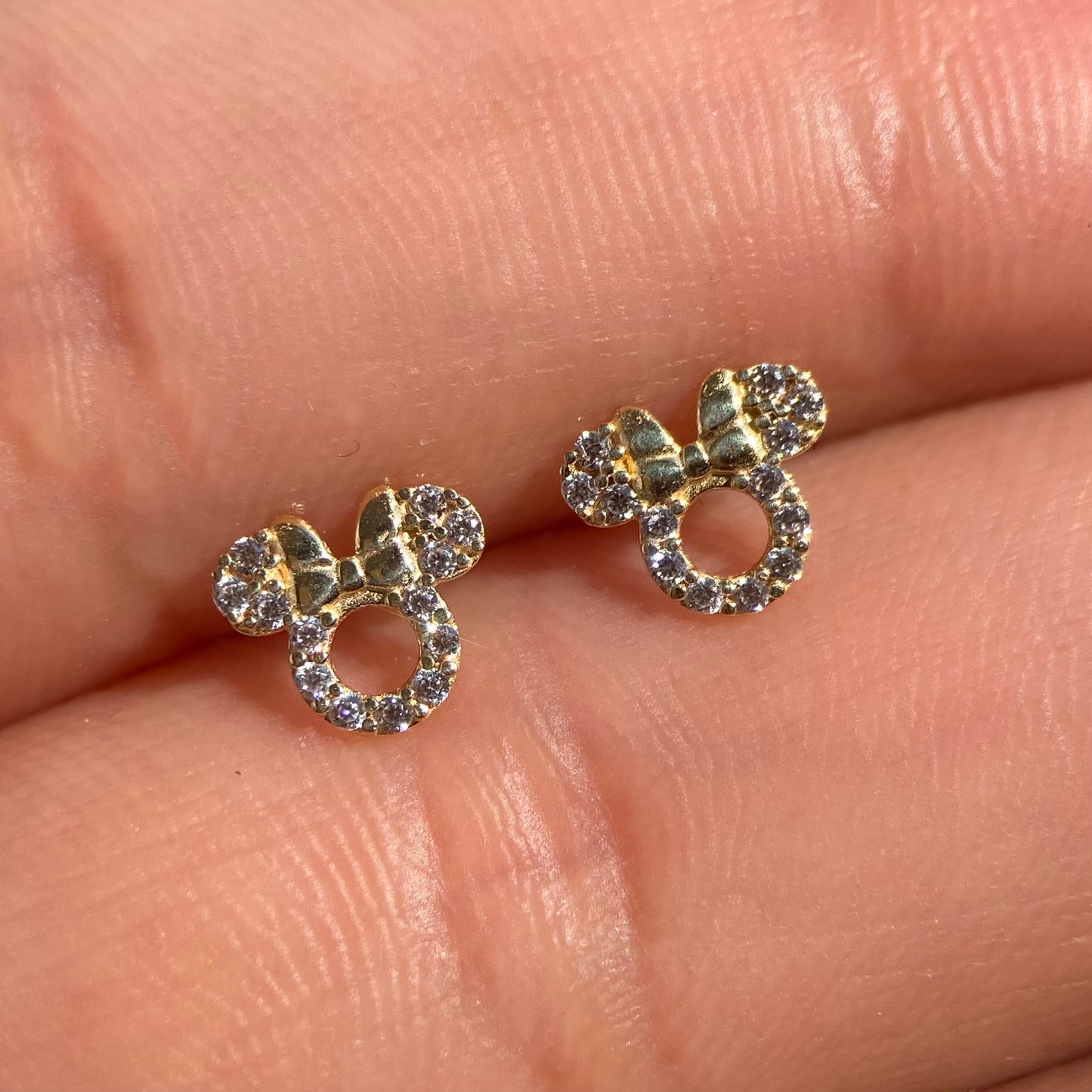 Minnie Zirconia Stud Earrings 10k Yellow Gold Disney®️