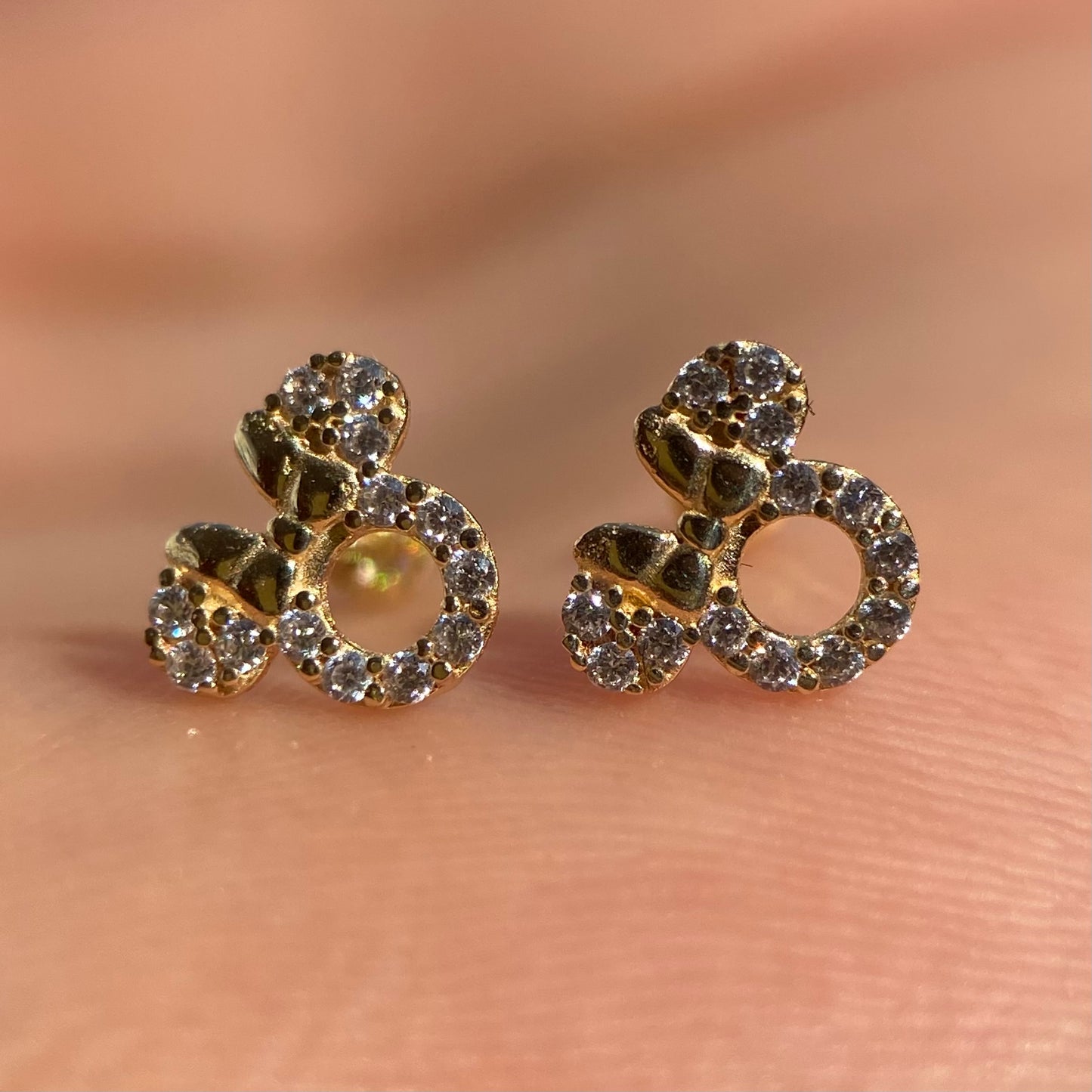 Minnie Zirconia Stud Earrings 10k Yellow Gold Disney®️