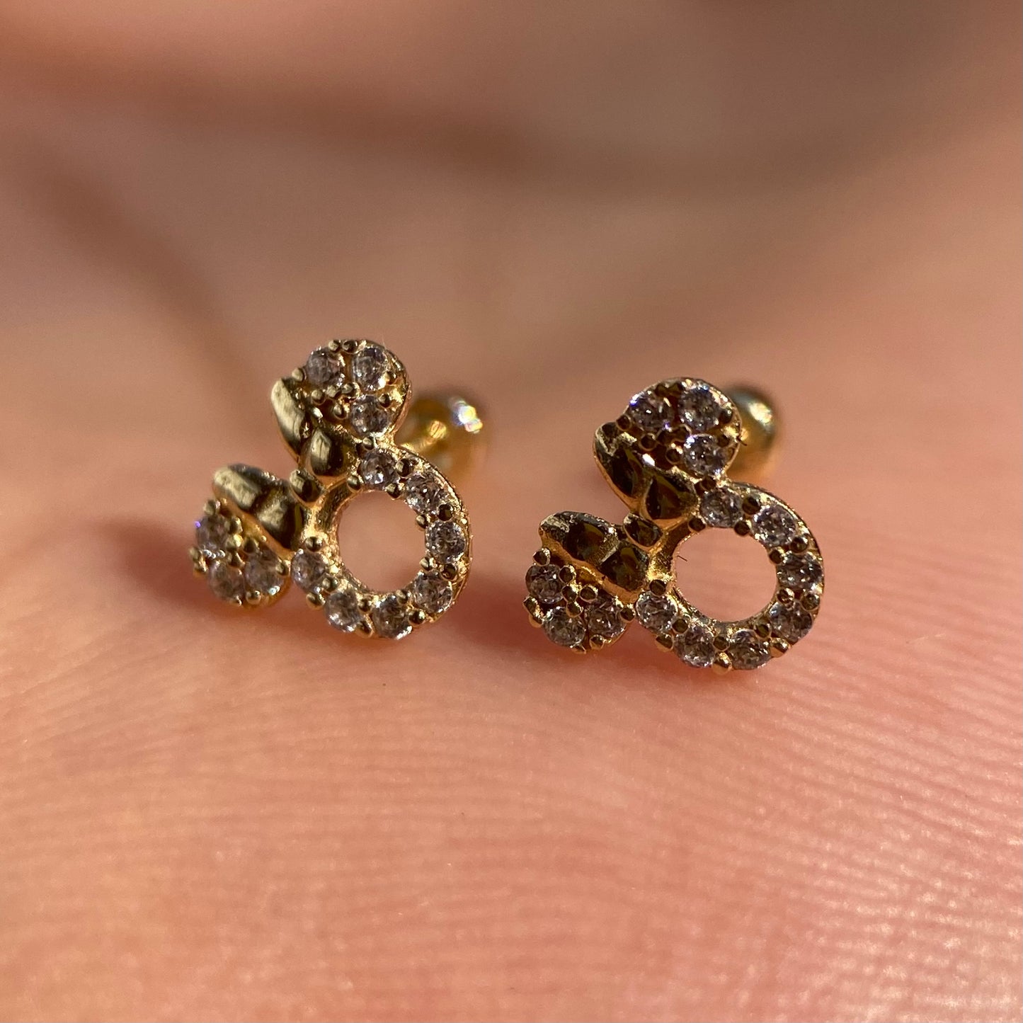 Minnie Zirconia Stud Earrings 10k Yellow Gold Disney®️