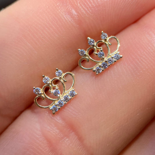 Crown brooches in 10k yellow gold with zircons Code: 14284 7mm