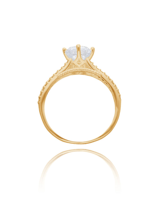 Anillo Lewis en oro amarillo 14k con circonias