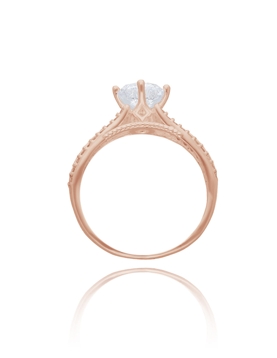 Anillo Lewis en oro rosa 14k con circonias