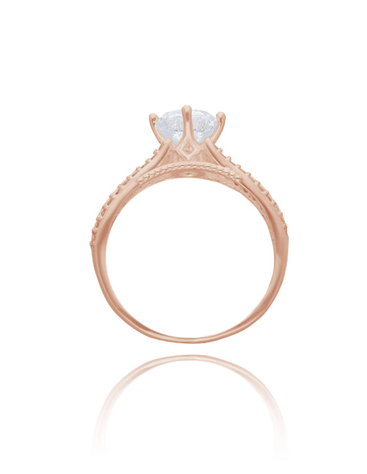 Anillo Lewis en oro rosa 14k con circonias