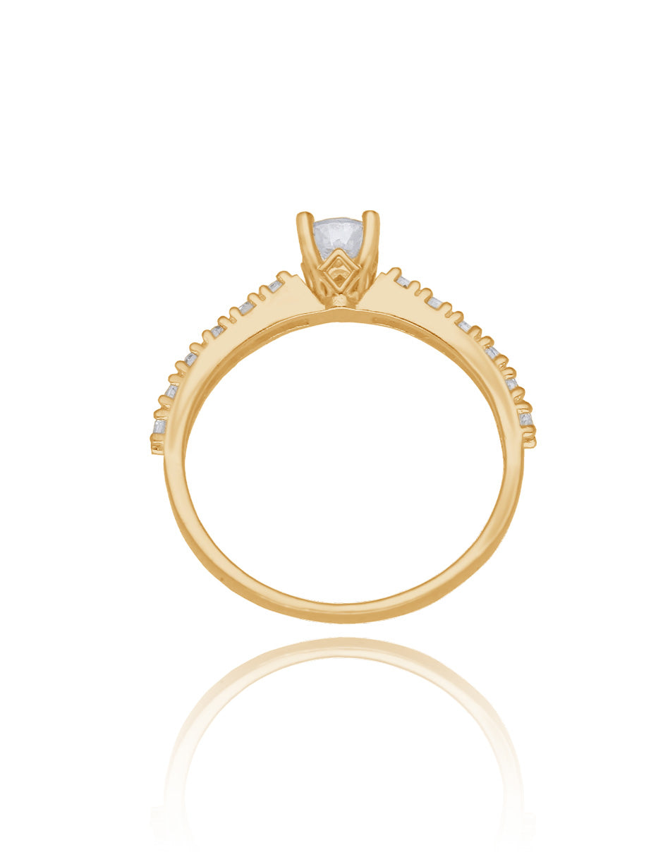 London ring in silver with yellow gold plating with zirconias