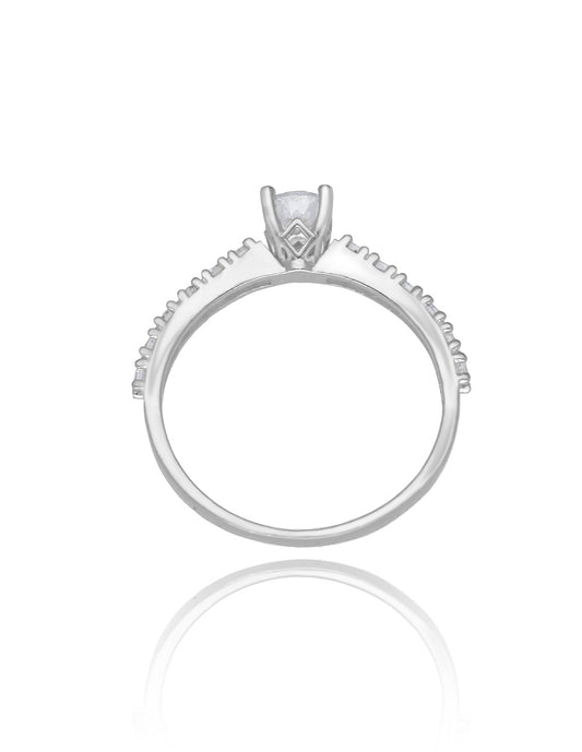 London ring in 14k white gold with zircons