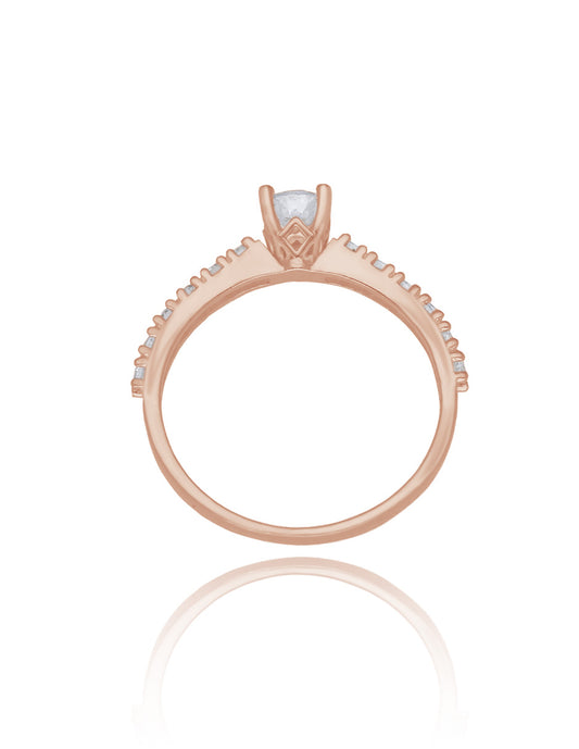 Anillo London en oro rosa 14k con circonias