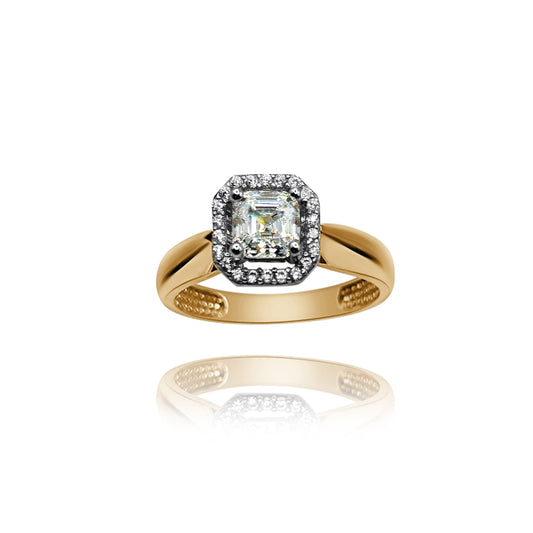 10k yellow gold ring with round zirconia Code: MAN315