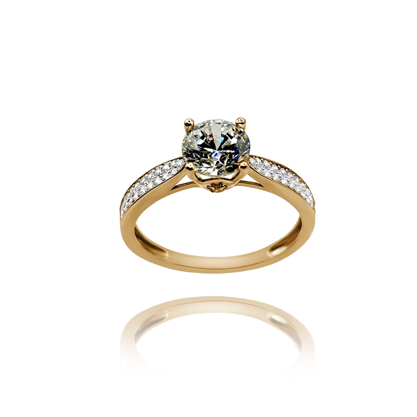 10k yellow gold ring with round zirconia Code: MAN315