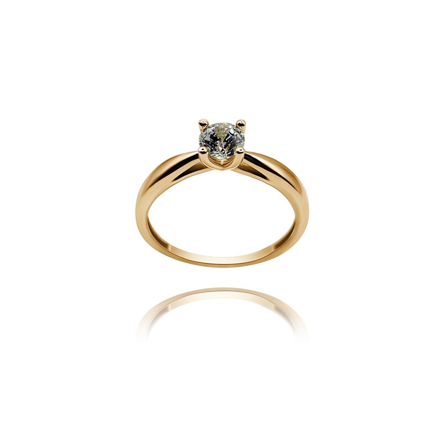 10k yellow gold ring with round zirconia Code: MAN315