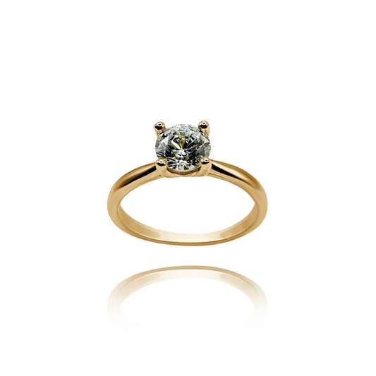 10k yellow gold ring with round zirconia Code: MAN315