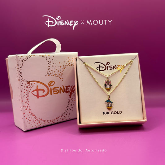 Donald and Daisy Duck Necklace Duo in 10k Yellow Gold Disney®️