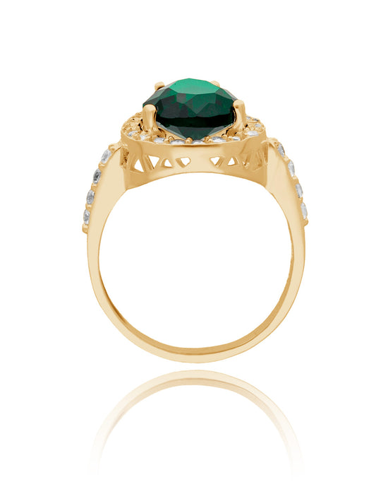 Anillo Polet en oro amarillo 18k con circonia verde inspirado en Hurrem