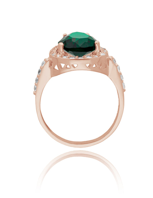 Anillo Polet en oro rosa 14k con circonia verde inspirado en Hurrem