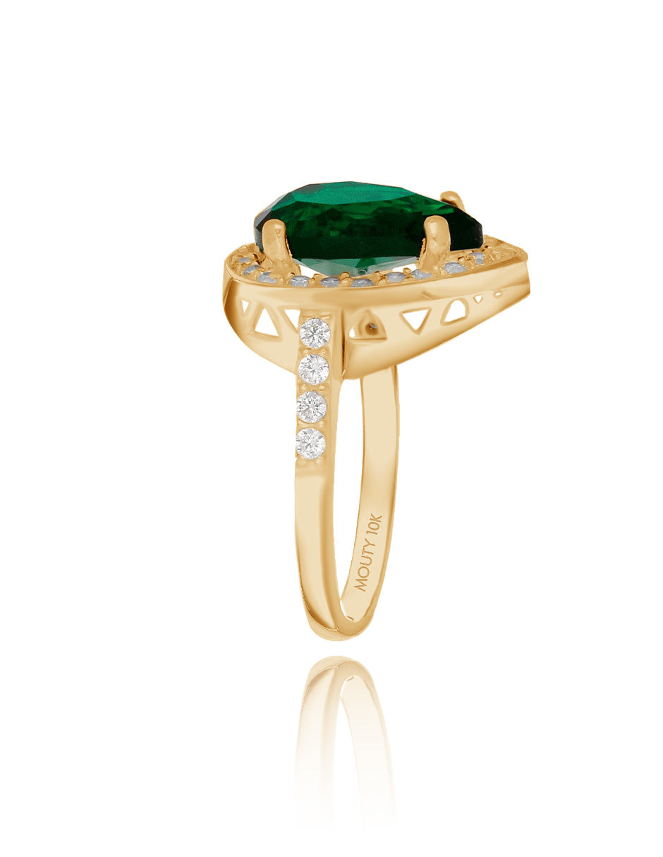 Polet ring in 10k yellow gold with green zirconia inspired by Hurrem 