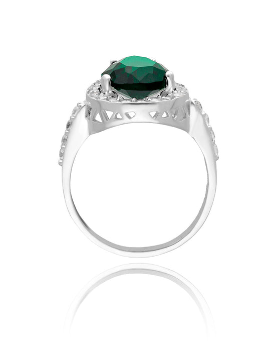 Polet ring in silver with green zirconia inspired by Hurrem rhodium plating