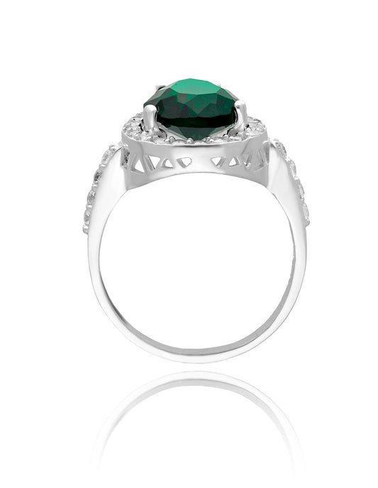 Polet Ring in 14k White Gold with Green Zirconia inspired by Hurrem