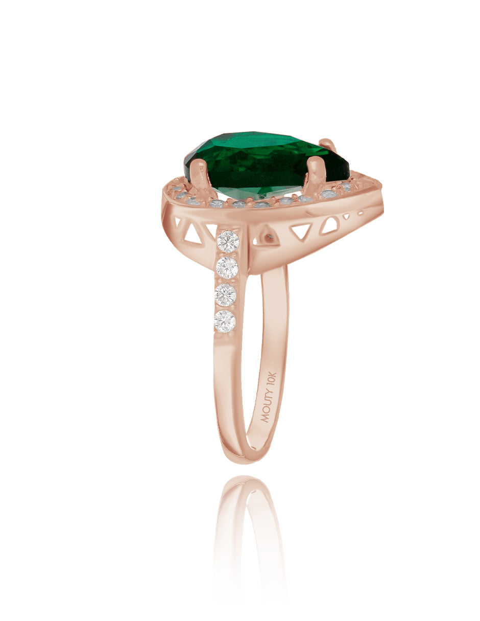 Polet Ring in 10k Rose Gold with Green Zirconia inspired by Hurrem