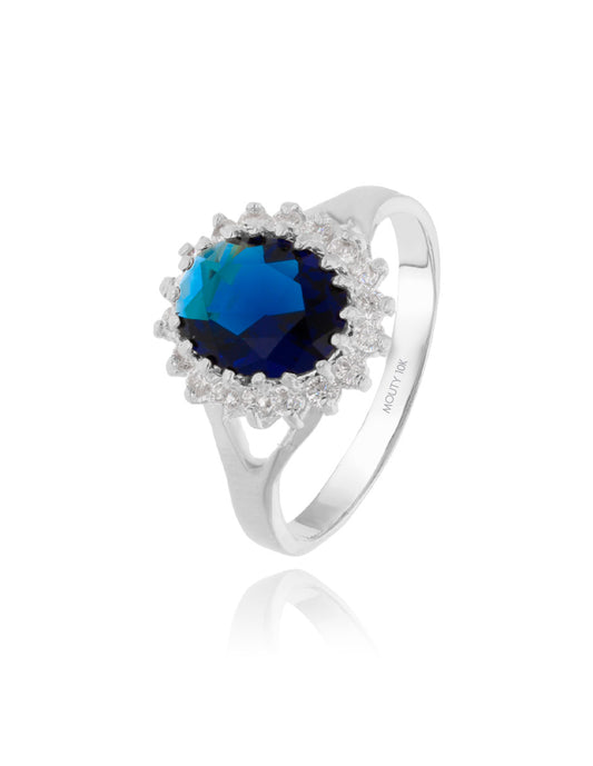 Renata ring in 10k white gold with blue zirconia (Lady Di)