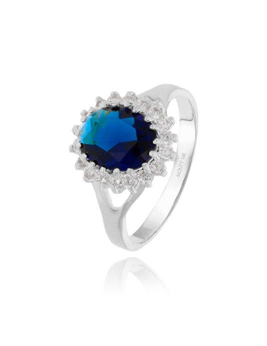 Renata ring in 14k white gold with blue zirconia (Lady Di)