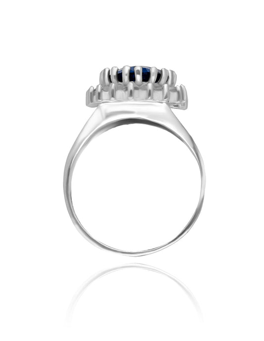 Renata Ring in 10k White Gold with Blue Zirconia (Lady Di)