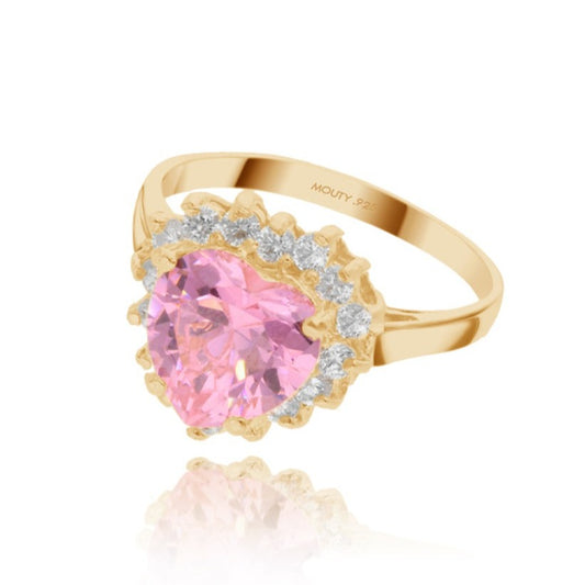 Anillo Serena en plata con baño de oro amarillo Inspirado en Sailor M. con circonia Rosa