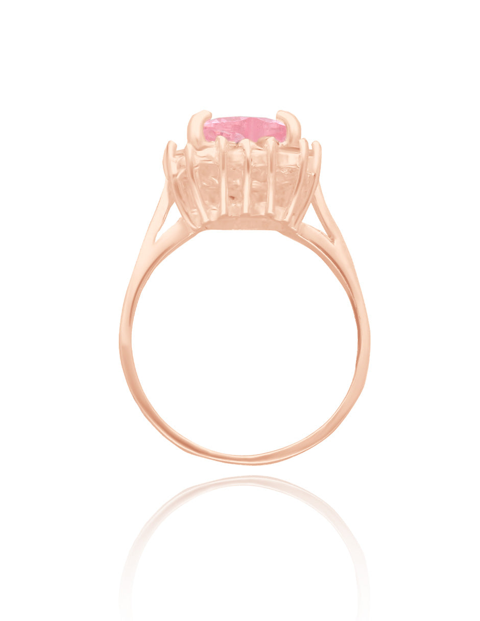 Anillo Serena en oro rosa 14k con circonia rosa inspirado en Sailor M.