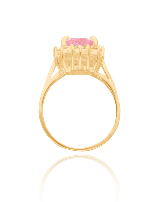 Anillo Serena en oro amarillo 18k con circonia rosa inspirado en Sailor M.