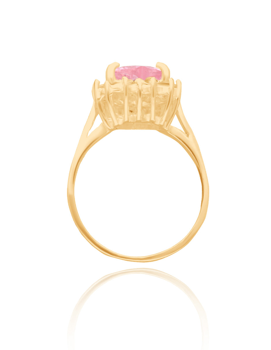 Anillo Serena en oro amarillo 14k con circonia rosa inspirado en Sailor M.