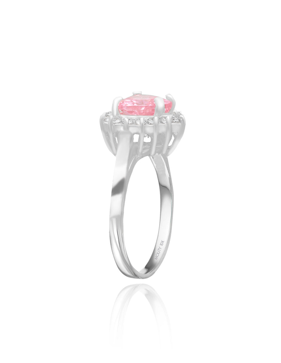 Serena ring in 10k white gold with pink zirconia inspired by Sailor M.