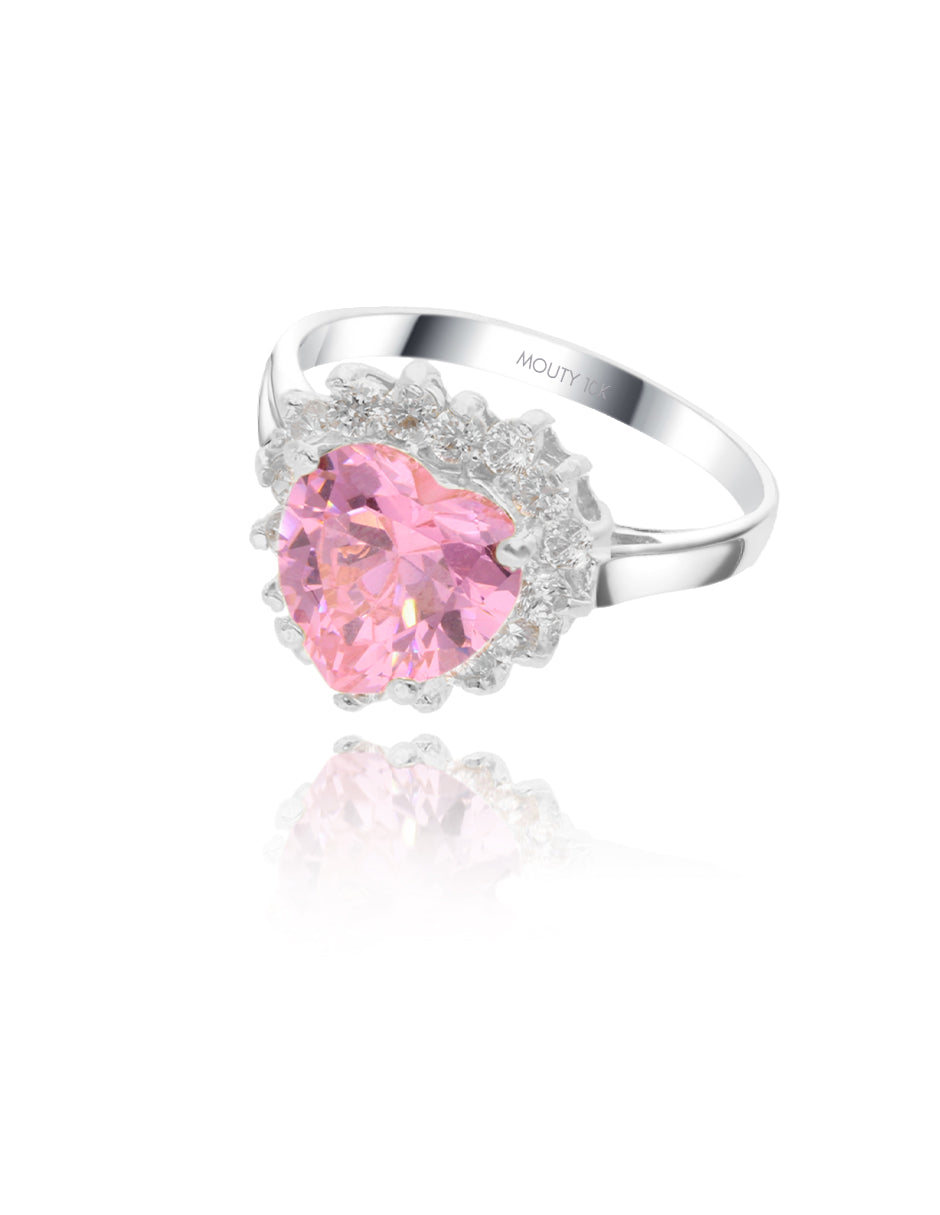 Serena ring in 10k white gold with pink zirconia inspired by Sailor M.