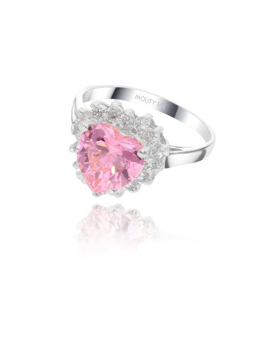 Serena ring in 14k white gold with pink zirconia inspired by Sailor M.