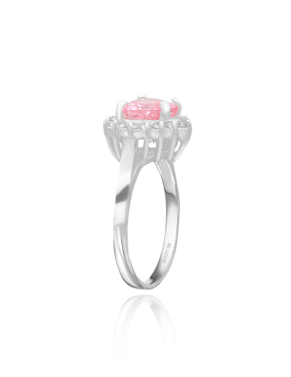 Anillo Serena en oro blanco 18k con circonia rosa inspirado en Sailor M.