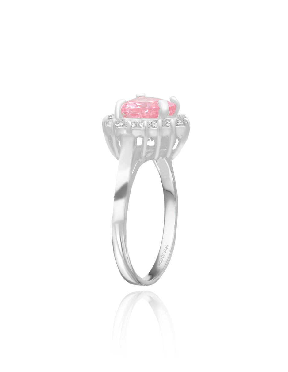 Anillo Serena en plata con baño de rodio Inspirado en Sailor M. con circonia Rosa