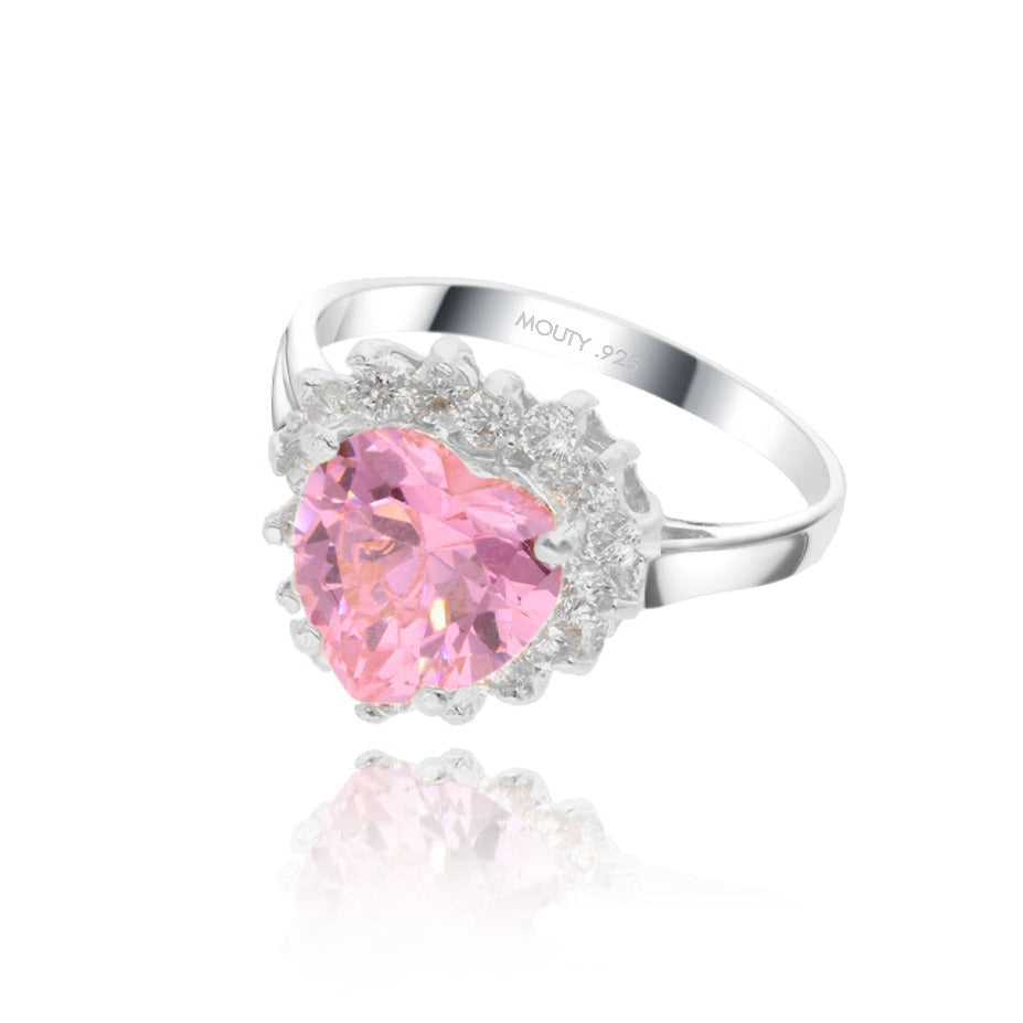 Anillo Serena en plata con baño de rodio Inspirado en Sailor M. con circonia Rosa