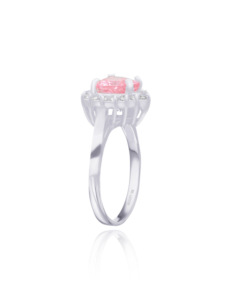 Serena Ring in 18k white Gold with Pink Zirconia Inspired by Sailor M.