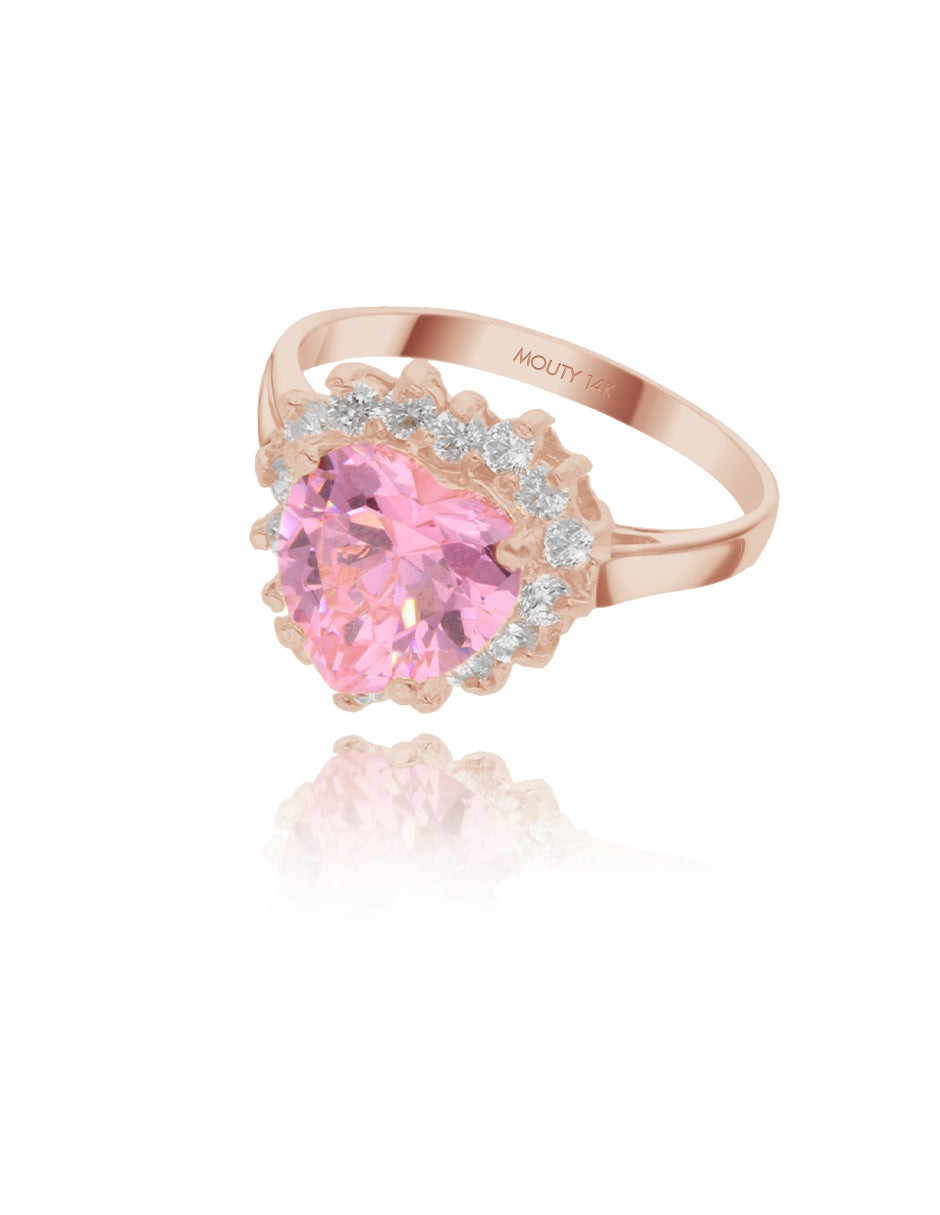 Anillo Serena en oro rosa 14k con circonia rosa inspirado en Sailor M.