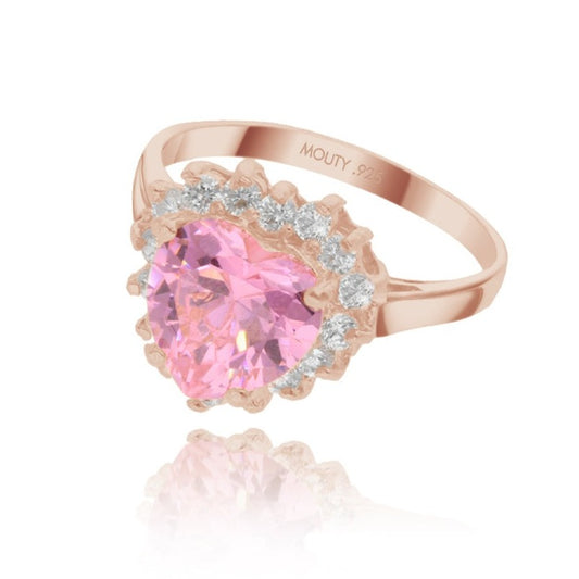 Anillo Serena en plata con baño de oro rosa Inspirado en Sailor M. con circonia rosa