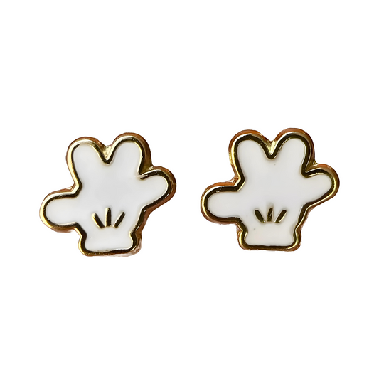 Mickey enameled glove studs in 10k yellow gold with zircons Disney®️