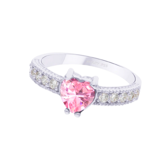 Anillo Fanny en plata con circonia rosa