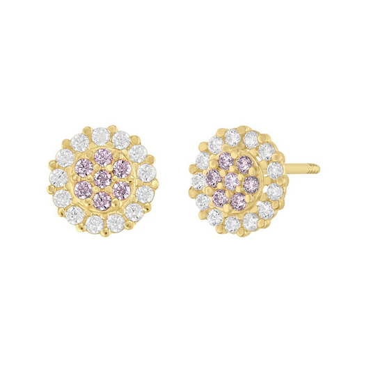 Flower brooches in 10k yellow gold with zircons Code: 14312 5mm