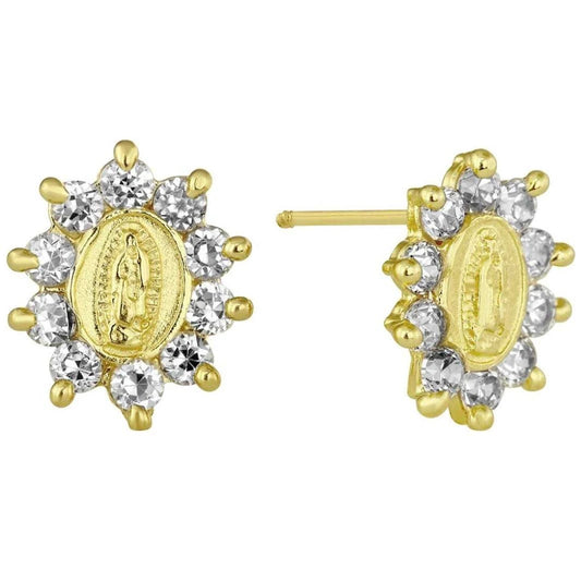 Virgin earrings in 10k yellow gold with zircons Code: 14288 9mm